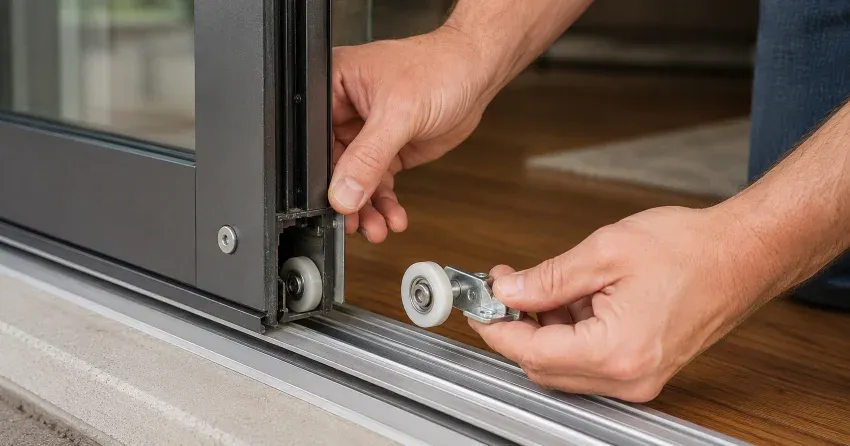 sliding door alignment Tottenham technician adjusting roller track